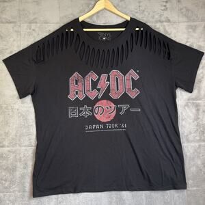 AC/DC Tee Shirt Women's 3XL Black Shredded Japan Tour '81 Retro 2022 Reprint